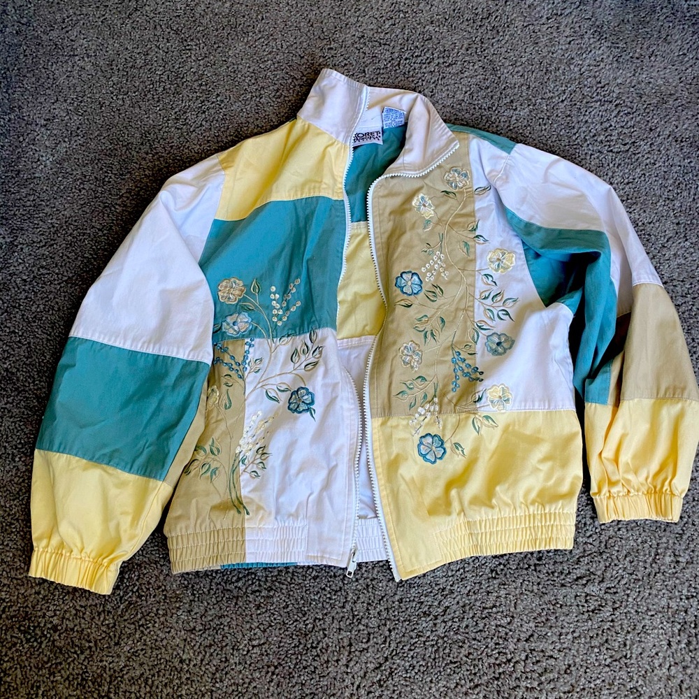 KORET FRANCISCA petites vintage fullzip jacket floral design womens petite small